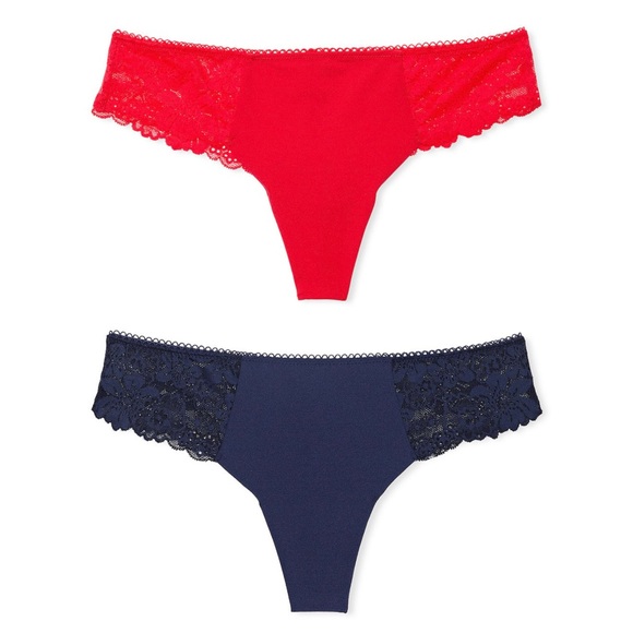 VICTORIA’S SECRET | No Show Thong Panty lace sides/back M & L - Picture 1 of 7